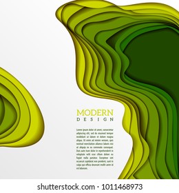 Background with colorful abstract multilayered wavy pattern. Paper art style. Template design for posters, banners, flyers, booklets.