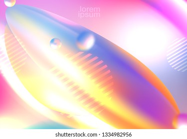 Background colorful abstract vector holographic 3D background with liquid shapes and objects for web, packaging, poster, Billboard, cover, collage, Wallpaper. Liquid vector abstract shapes
