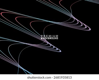 Hintergrund von farbenfrohen abstrakten Wellen, die horizontal auf schwarzem Hintergrund fließen, geeignet für moderne Designs, elegante Poster, Technologie-Tempel usw.