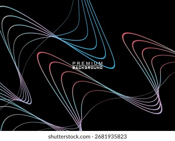 Hintergrund von farbenfrohen abstrakten Wellen, die horizontal auf schwarzem Hintergrund fließen, geeignet für moderne Designs, elegante Poster, Technologie-Tempel usw.