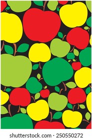 Background with colorful apples. Vector illustration.