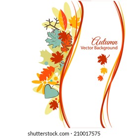 Background with colorful autumn leaves isolated on white