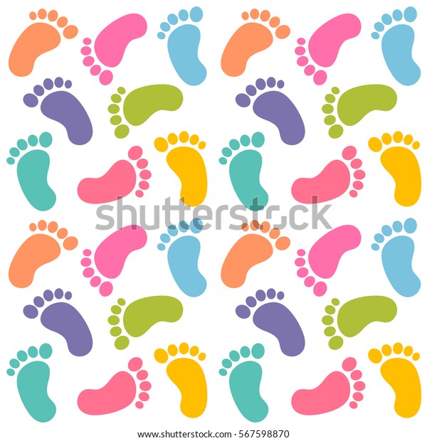 Background Colorful Baby Footprints Stock Vector (Royalty Free) 567598870