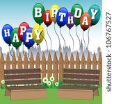 Background with colorful balloons on which is written the text Happy Birthday. Birthday anniversary concept