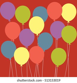 Background with colorful balloons,Flat color