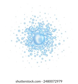 Background of colorful balls in mess. Blue balls.