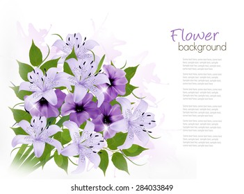 Background With Colorful Beautiful Flowers. Vector illustration