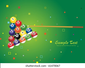 background with colorful billiard balls, vector sports background
