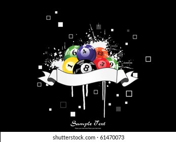 background with colorful billiard balls, vector sports background