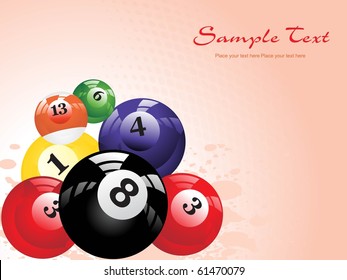 background with colorful billiard balls, vector sports background