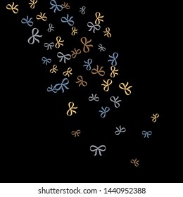 Background with Colorful Bows. Trendy Pattern for Postcard, Print, Banner or Poster. Little Pretty Bows For Party Decoration, Wedding, Birthday or Anniversary Invitation. 
