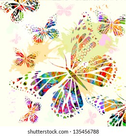 Background with colorful butterflies