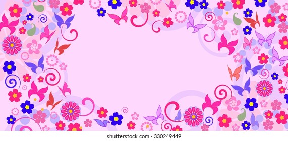 background with colorful butterflies