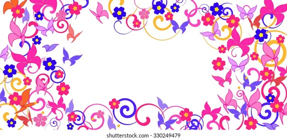 background with colorful butterflies