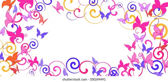 background with colorful butterflies