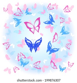 background of colorful butterflies flying