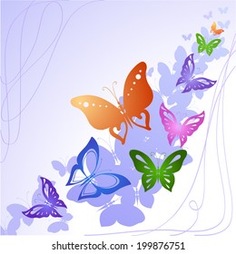 background of colorful butterflies flying