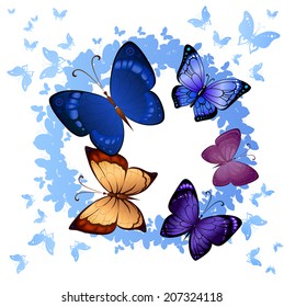 background of colorful butterflies flying