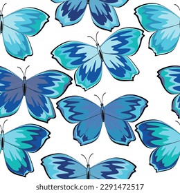 Background with colorful butterflies. Seamless texture. Grunge. Vector eps 10