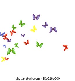 Background with Colorful Butterflies. Simple Feminine Pattern for Card, Invitation, Print. Trendy Decoration with Beautiful Butterfly Silhouettes. Vector Background with Moth

