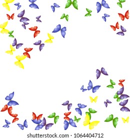 Background with Colorful Butterflies. Simple Feminine Pattern for Card, Invitation, Print. Trendy Decoration with Beautiful Butterfly Silhouettes. Vector Background with Moth
