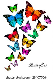 Background with colorful butterflies. Vector.