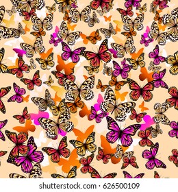 background with colorful butterflies. Vector