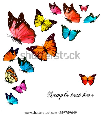 Background with colorful butterflies. Vector.
