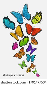 Background with colorful butterflies vector illustration