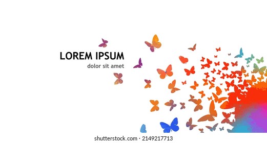 Background with colorful butterflies. Vector illustration