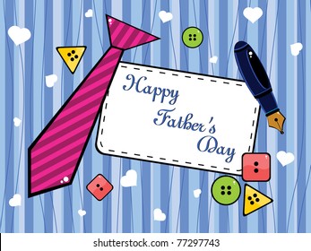 background with colorful button, tie and pen concept for father's day