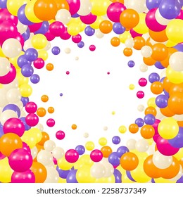 Background of colorful chocolate bean candies on pastel background in disorder. Colorful balls in mess