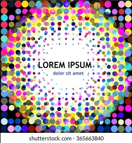 Background of colorful circles frame. Vector