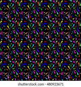 Background of colorful comets. Abstract Neon comet on a black background.