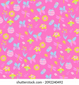 Background of colorful cute insects