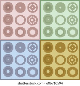 Background colorful  different flat gears.
