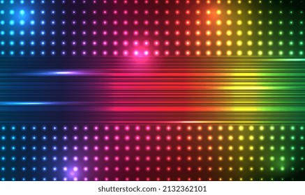 El fondo de las coloridas luces de la discoteca. Efecto de iluminación colorida. Resumen de antecedentes empresariales o tecnológicos. Ilustración digital de los focos de escena o estadio.Papel de pared brillante.Vector EPS10