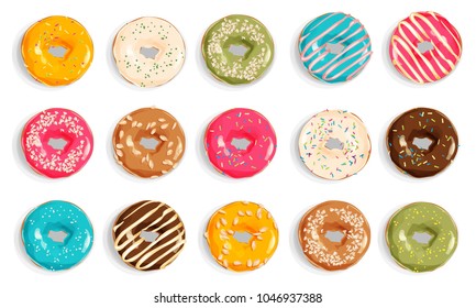 background with colorful donuts with glaze