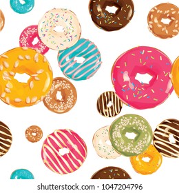 background with colorful donuts with glaze