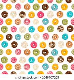 background with colorful donuts with glaze