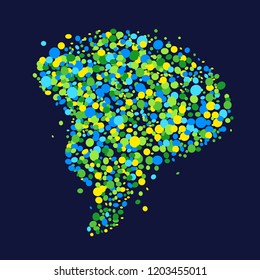 Background of colorful dots in a shape of Brazil map