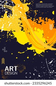 Background with colorful dynamic design. Liquid ink, brush strokes, splashes. Poster, banner, web background design. Vector illustration.