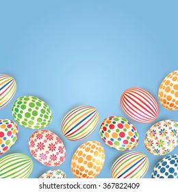 Background with colorful Easter eggs.Poster for Easter