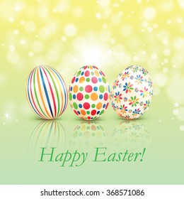 Background with colorful Easter eggs.Poster for Easter