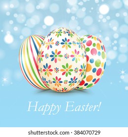 Background with colorful Easter eggs.Poster for Easter