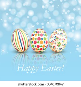 Background with colorful Easter eggs.Poster for Easter