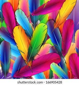 Background with colorful feathers