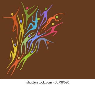 Background with colorful figures in motion