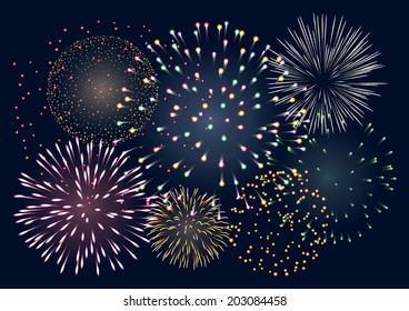 Background with colorful fireworks, EPS 10 contains transparency