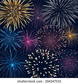 Background with colorful fireworks, EPS 10 contains transparency